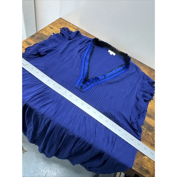 Poupette St Barth Sasha Mini Dress Women's Large Navy Blue Beach Light Airy